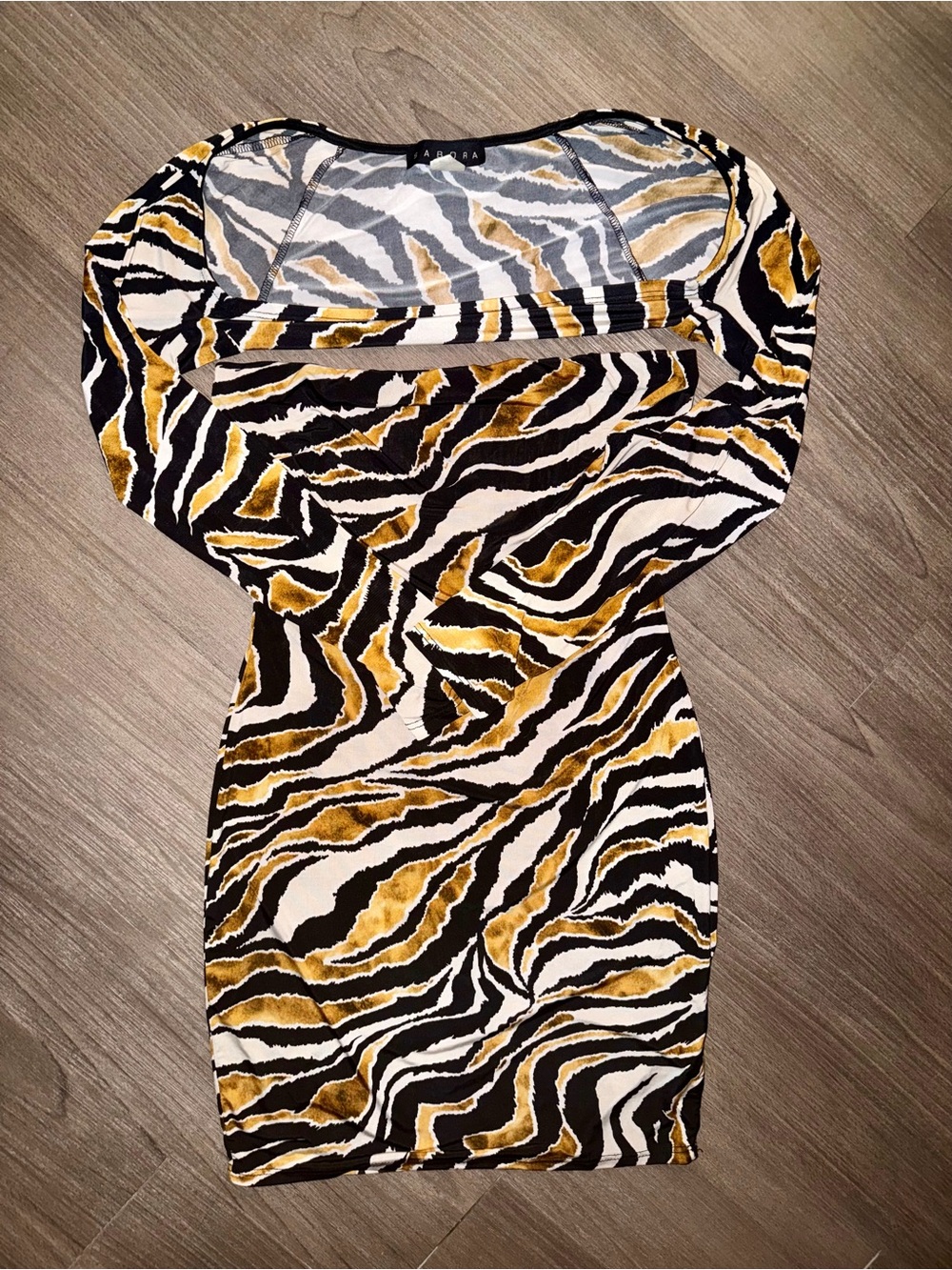 SABORA Matching Tiger Animal Print Bolero Shrug Strapless Mini Dress Set